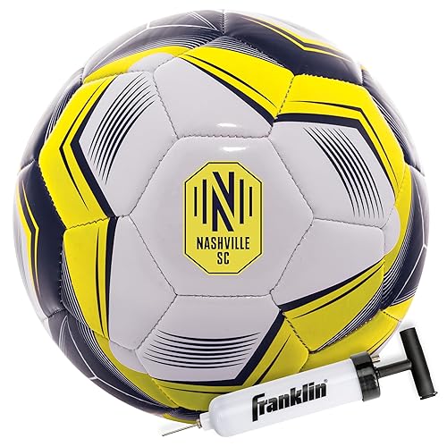 Franklin Sports MLS Nashville FC Soccer Ball - Official Size 5 - Regulation Size + Weight Soccer Ball for Kids + Adults - Great for Boys + Girls - Air Pump Included