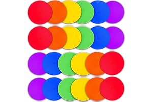 PIKZH 12/24Pcs Poly Spot Markers 9 inch Non-Slip Rubber Agility Training Markers Floor Dots Flat Field Cones for Football Basketball Soccer School Exercise Drills Gym Dance Practice 6 Colors