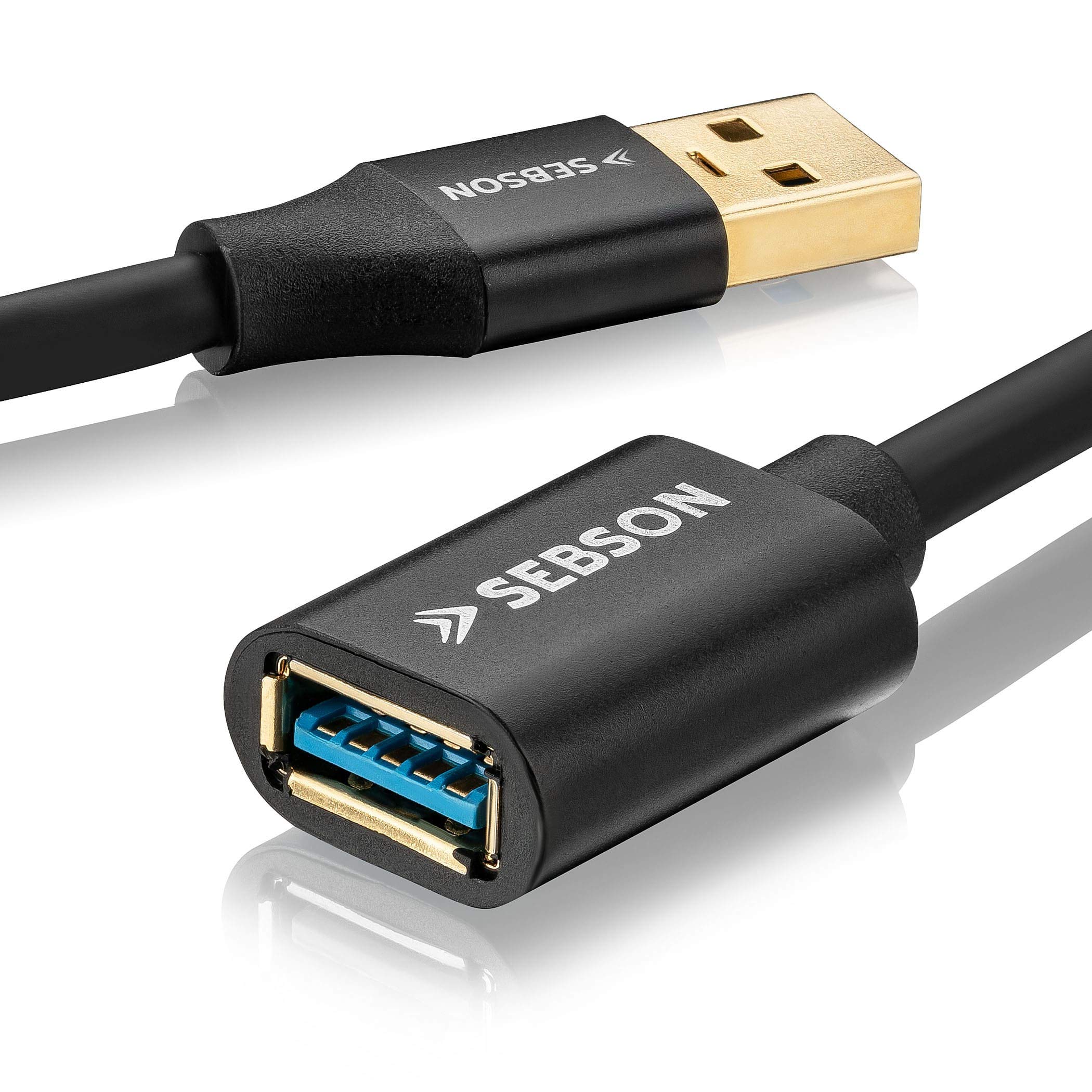 SEBSON 2m USB 3.0 Extension Cable - A Male to A Female - 5 Gbit/s Data Transfer - Compatible with Computers, Laptops, Hard Drives and More