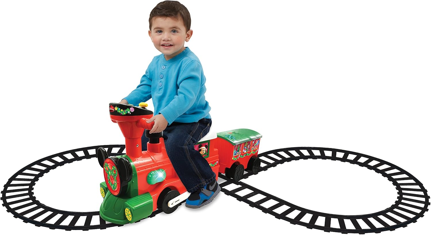 mickey train with caboose and tracks