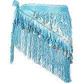 MECCANIXITY Belly Dance Hip Scarf Sequin Wrap Skirt for Woman