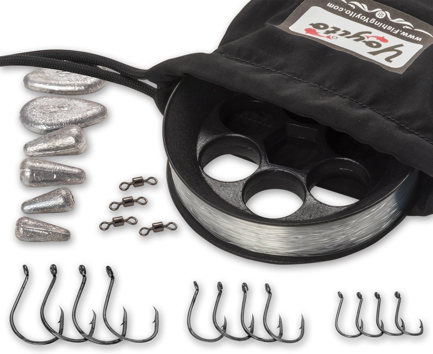 Yoyito Freshwater Hi-Temp Urethane Hand Line Reel Pocket Emergency Survival Fishing Kit (Black Case/Clear Line, 30-Pound line)