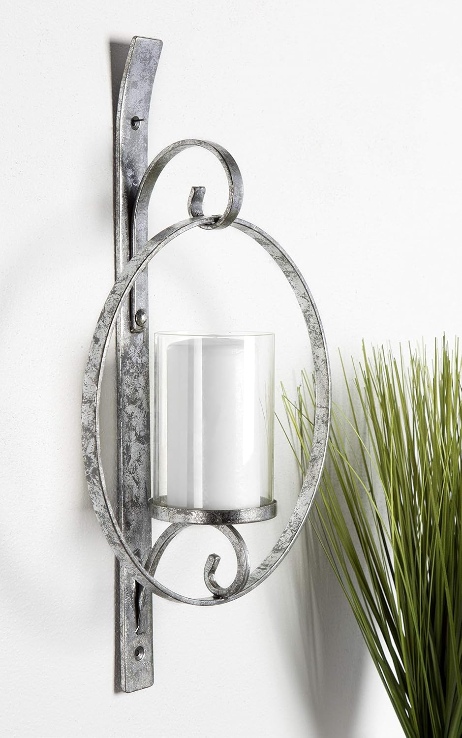 Kate and Laurel Doria Metal Wall Candle Holder Sconce, Silver: Home & Kitchen