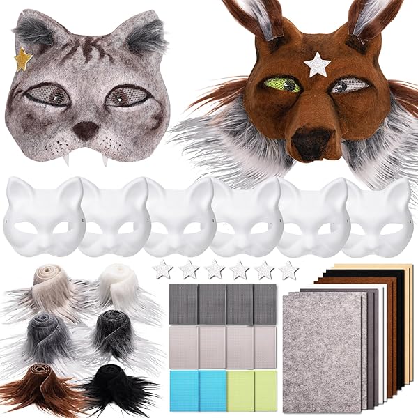 CXNXFD Juego De 10 Máscaras De Papel Blancas Estilo Zorro, Superficie Lisa Y Banda Elástica, Ideales Para Manualidades, Disfraces, Carnaval, Fiestas Y Decoración Creativa