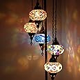 KARALP MOZAIK Customizable Turkish Moroccan Mosaic Tiffany Floor Lamp Light 5 Globes, for Bedroom Corner Lamps