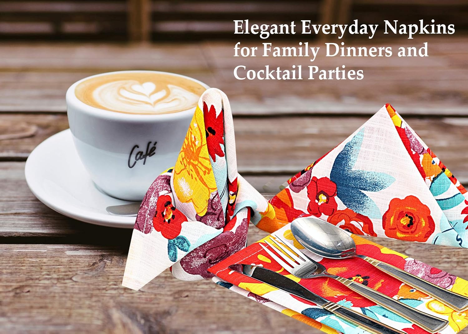 Ruvanti Cloth Napkins 6 Pack (100% Cotton 18" X 18") Multi Flower, Dinner Napkins,Soft & Comfortable,Cotton Napkins,Tablecloth Napkins/Linen Napkins/Fabric Napkins for Christmas/Thanksgiving Dinners: Home & Kitchen