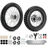 XIKOBY 3.00-14 90/100-14 Rear 2.75x17 70/100-17 Front Wheel Dirt Bike Tire | 3.00-14 Rear and 2.75x17 Front Wheel Rim Assembly, for Apollo SSR 150cc 125cc 110cc SR150 KX85 KLX125 KLX140 Off Road Tire