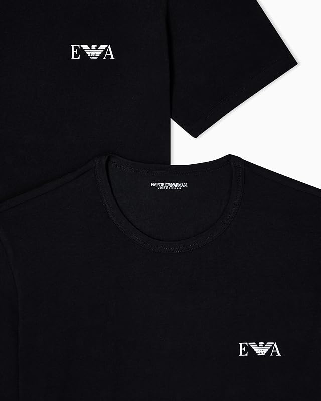 Man's Bold Monogram Lot de 2 t-Shirts à col Rond, Noir, Taille M, ajusté, Noir/Noir, M, Noir/Noir, M
