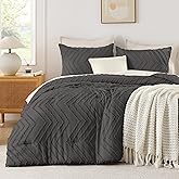 Andency Dark Grey Comforter Set Full Size, Boho Soft Warm Tufted Bedding Comforter Sets for Full Size Bed, 3 Pieces Aesthetic Chevron Farmhouse Cute Bohemian Textured Bed Set