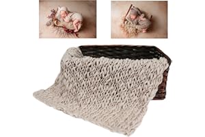 M&G House Newborn Wrap Baby Photography Wool Wrap Baby Photo Props Baskets Filler Rug(Beige)