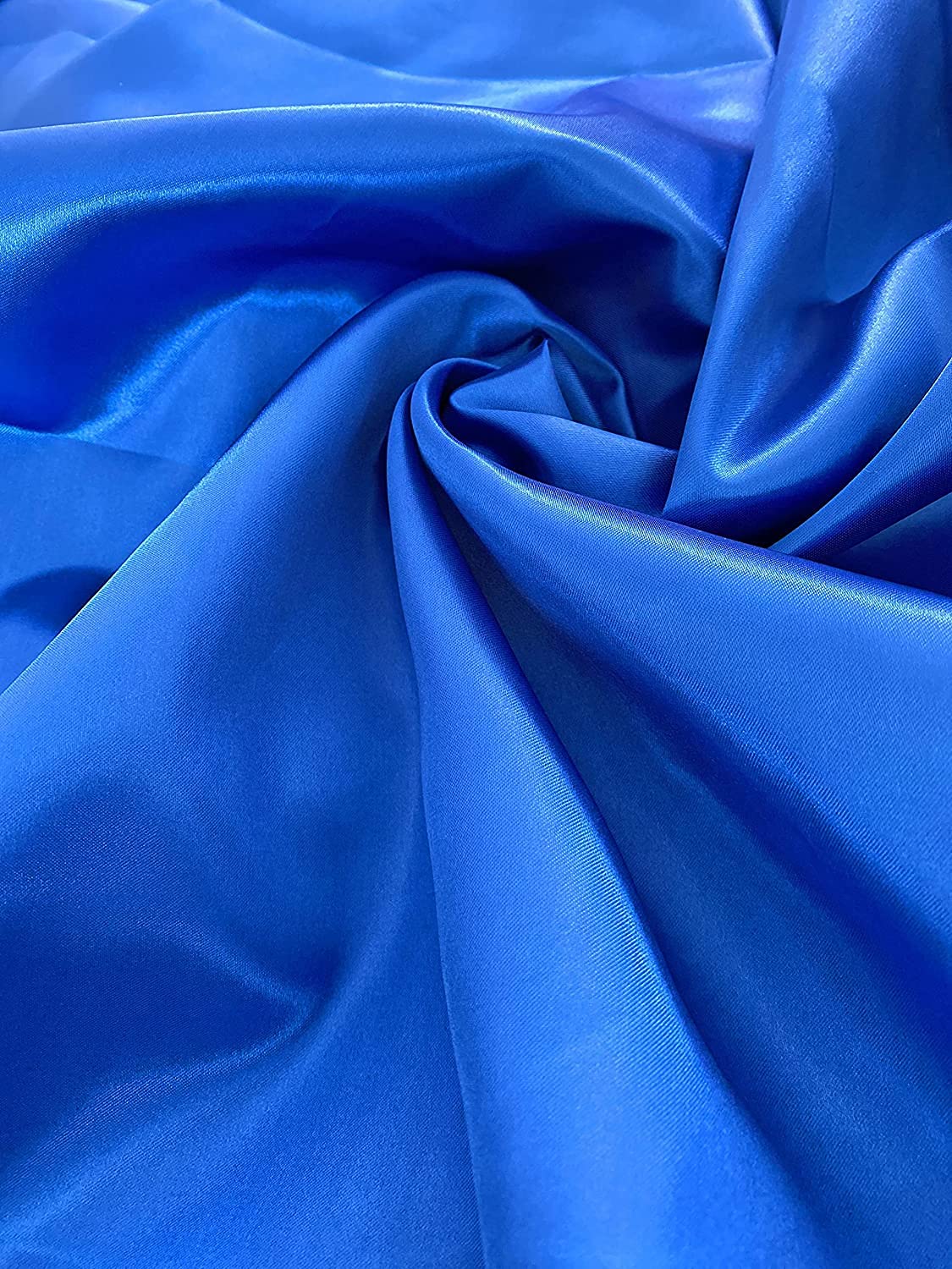Fancy Textiles Silky Satin Plain Craft Dressmaking Fabric 60'' Wide (2 Meter, Royal Blue)