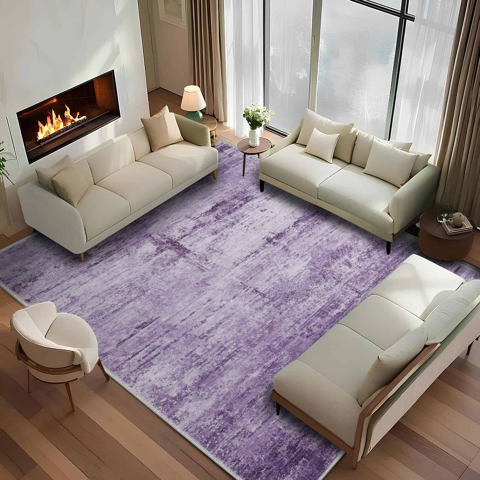 Photo 1 of **MINOR DIRTY**

FLYRUGGO Abstract 6x9 Area Rug for Living Room Dining Room Home Office Bedroom Purple Grey