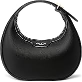 Black Women's Shoulder Handbags Genuine Leather Hobo Purses for Women Cute Crescent Crossbody Bags for Women with Adjustable Strap