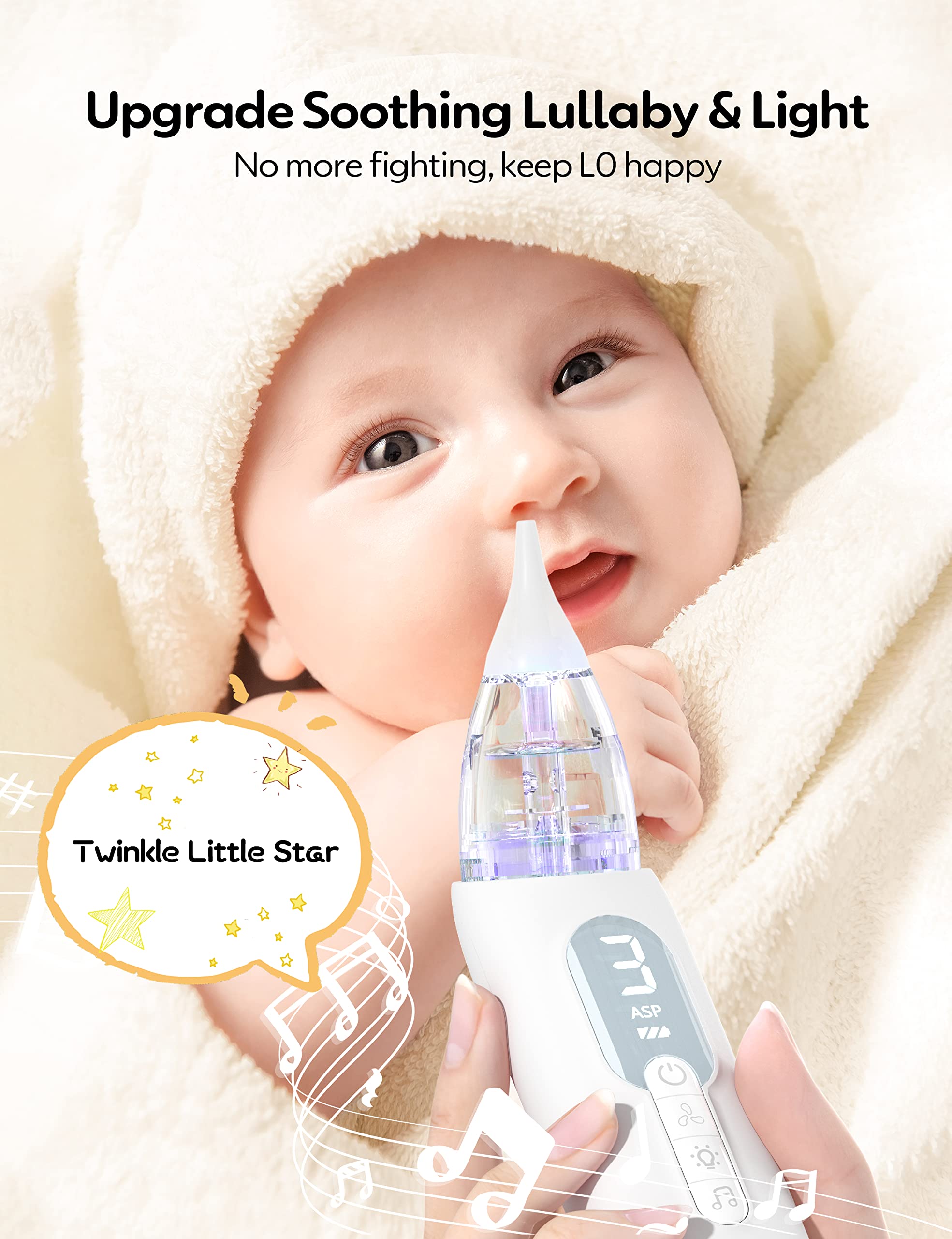 GROWNSY Upgrade Nasal Aspirator for Baby, Rechargeable Baby Nose Sucker, Electric Nose Suction for Baby