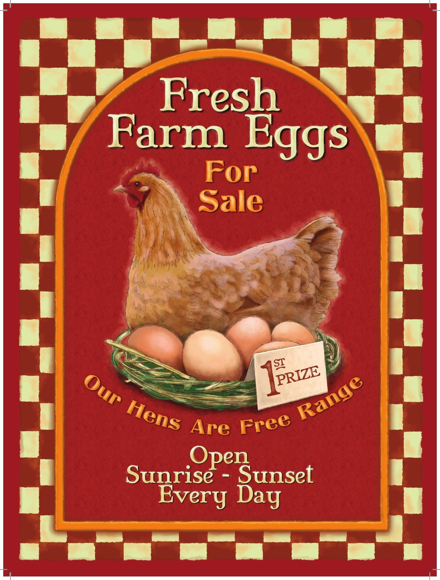 The Original Fresh Farm Eggs Metal Wall Sign
