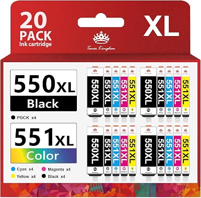 Toner Kingdom PGI-550XL CLI-551XL Ink Cartridge Compatible for Canon PIXMA