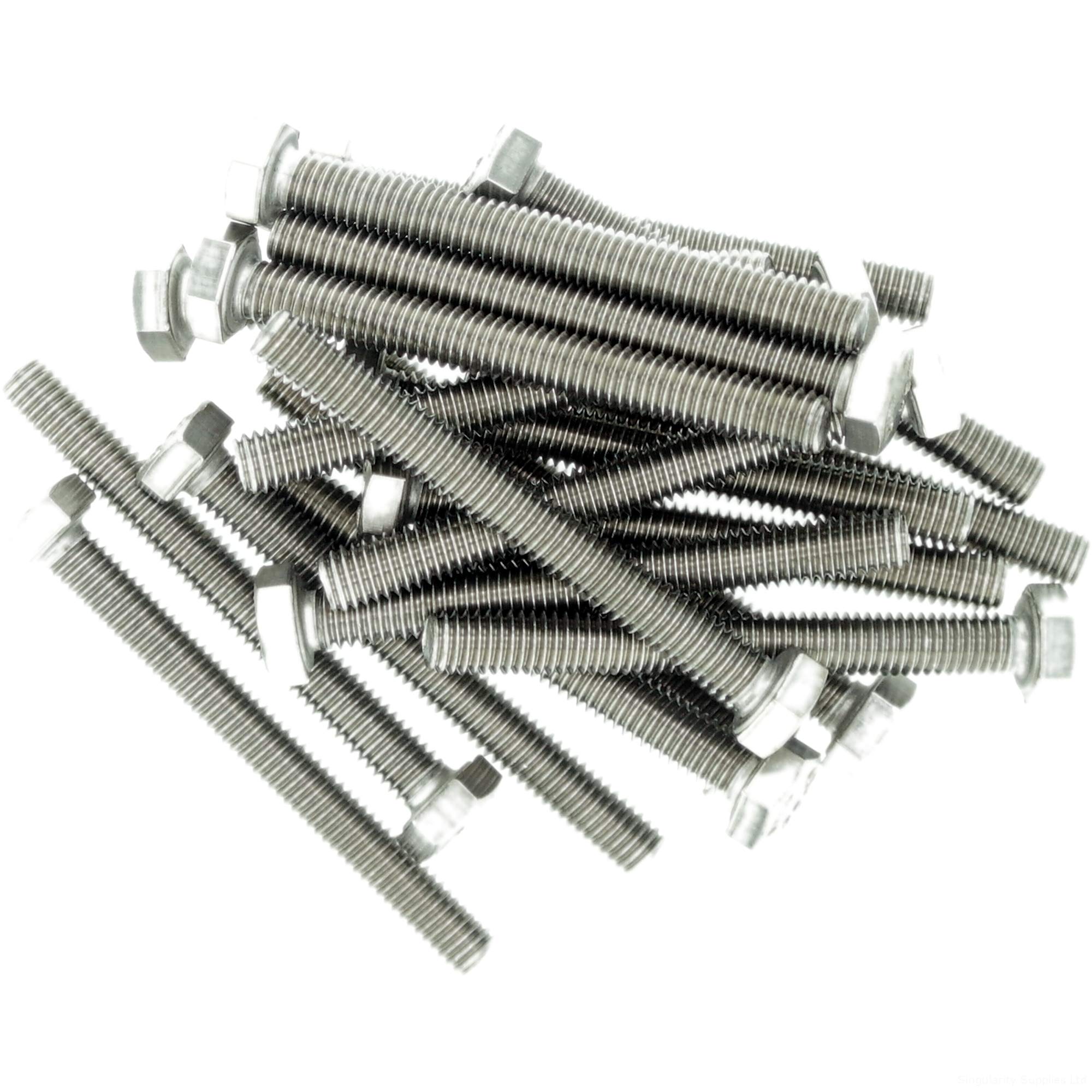M2.5 (2.5mm x 12mm) Hex Bolt (Fully Threaded Setscrew) - Stainless Steel (A2) (Pack of 20)