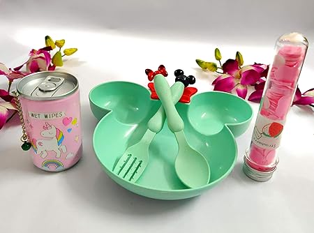 Tera 13 (Pack of 5) Kids Tableware / Baby Feeding Plate / Cutlery for Kids / Wet Wipes fo Baby / Paper soap /Unicorn Wet Wipes / Paper soap for Kids / Return Gifts