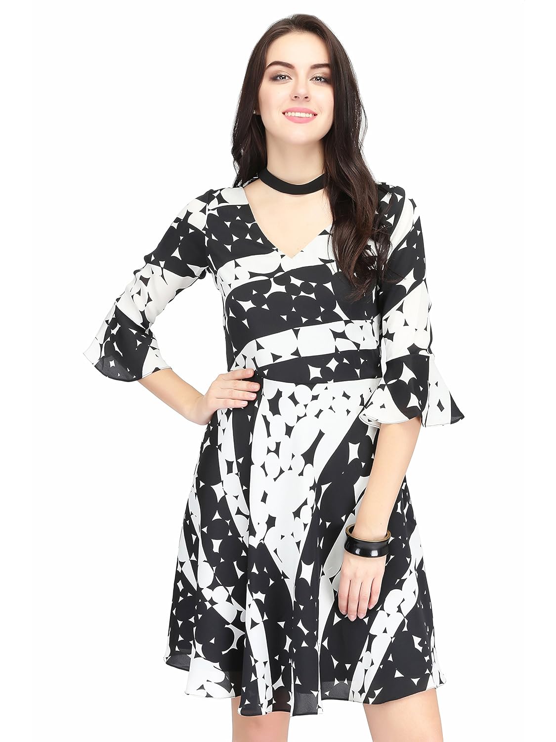 black and white skater dress