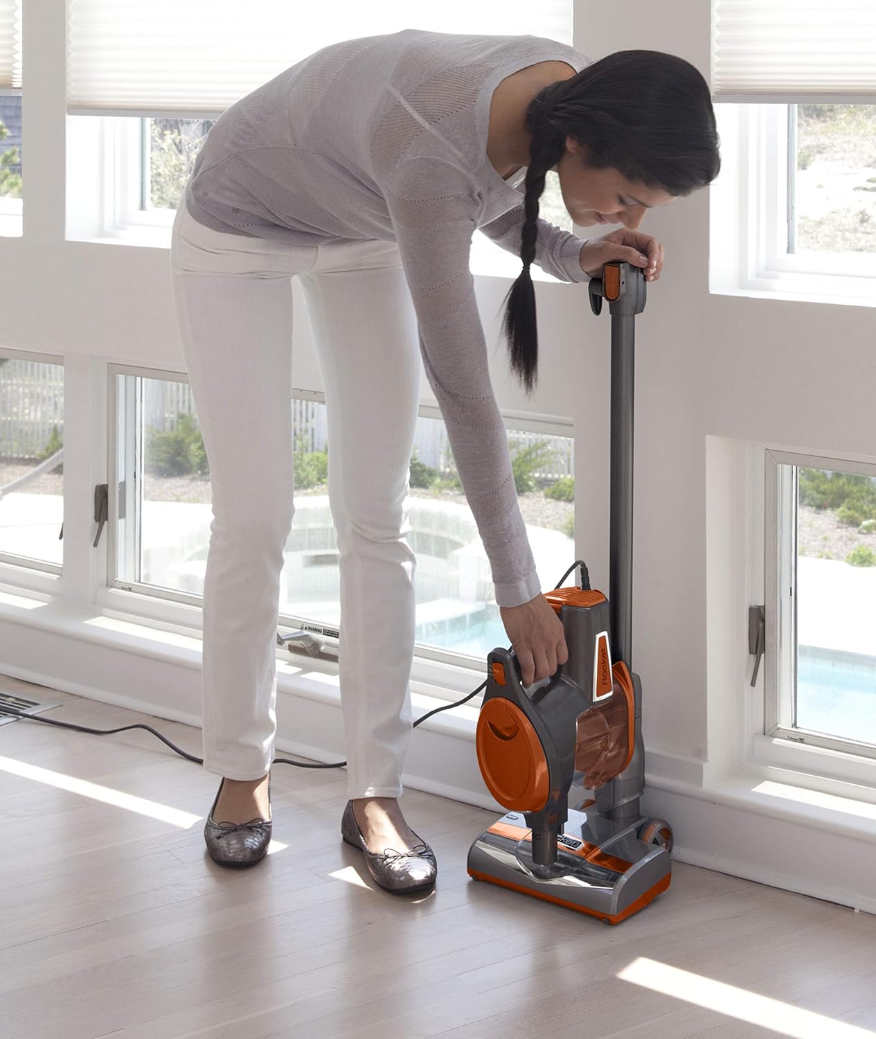 Shark Rocket Ultra-Light Corded Bagless Vacuum for Carpet and Hard Floor Cleaning with Swivel Steering (HV301), Gray/Orange - Household Stick Vacuums