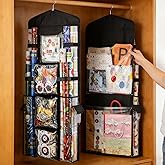 EOLIMEX Christmas Wrapping Paper Organizer Storage, Hanging Gift Bag Storage Organizer, Double-Sided Wrapping Paper Holder Storage - Black