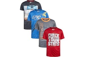 Pro Athlete Boys’ Athletic T-Shirt – 4 Pack Active Performance Dry-Fit Sports Tee (8-16)