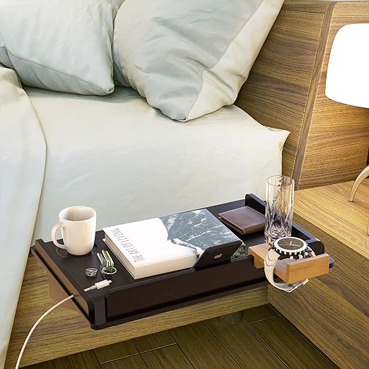 The Ultimate Bed Buddy Xl Multi Purpose Bedside Shelf For Bunk Bed 18 X 12 Inch Premium Attachable Bamboo Shelf For Students Dorm Room Or Kids Nightstand Organizer For Bedside Accessories