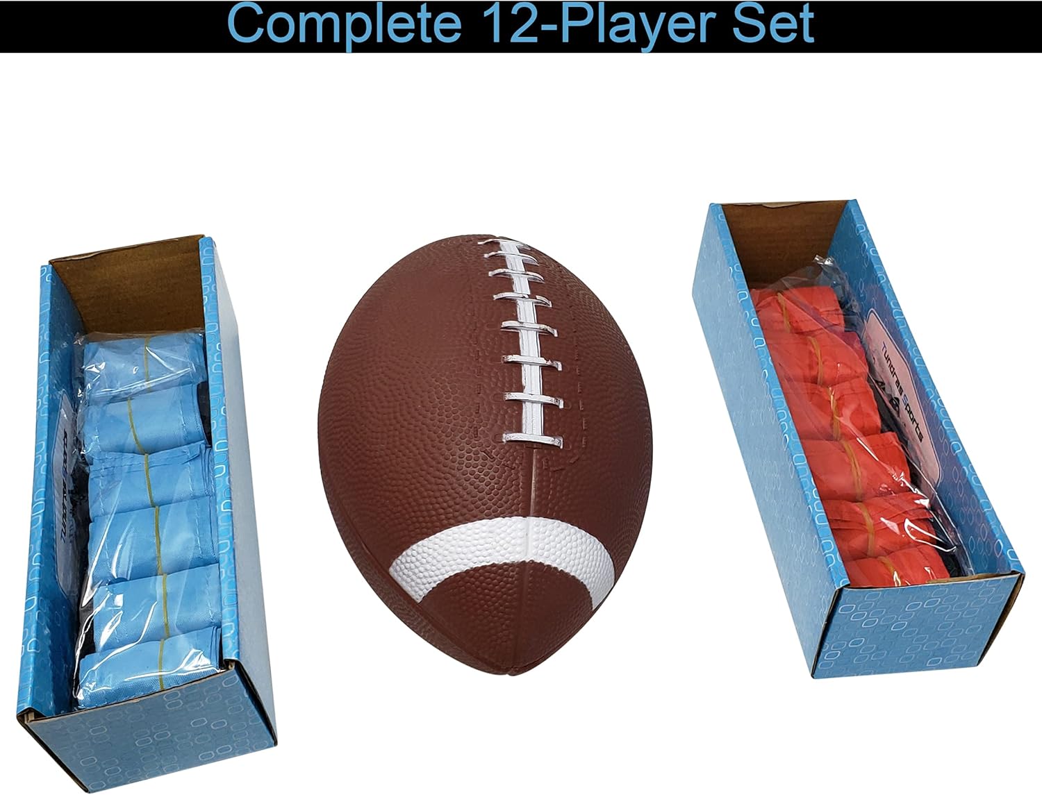 Flag Football Set - Complete 12-Player, Kids / Youth Flag Football kit, Includes Football and Flags -2 Sets of 6- with Adjustable Belts - Sports Toy for Children, Great Gift, for Boys & Girls Ages 6+: Toys & Games