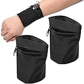 2 Pcs Wrist Wallets for Women Wristband with Zipper Key Card Storage Bags for Women Men Running Sports Jogging Hiking Basketball Tennis (Black)