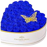 Eterfield 47 Forever Flowers in Heart Shape Box, Preserved Roses That Last a Year Preserved Flowers Birthday Gifts for Her Mom Women Wife Anniversary Valentines Day Mothers Day Christmas, Royal Blue