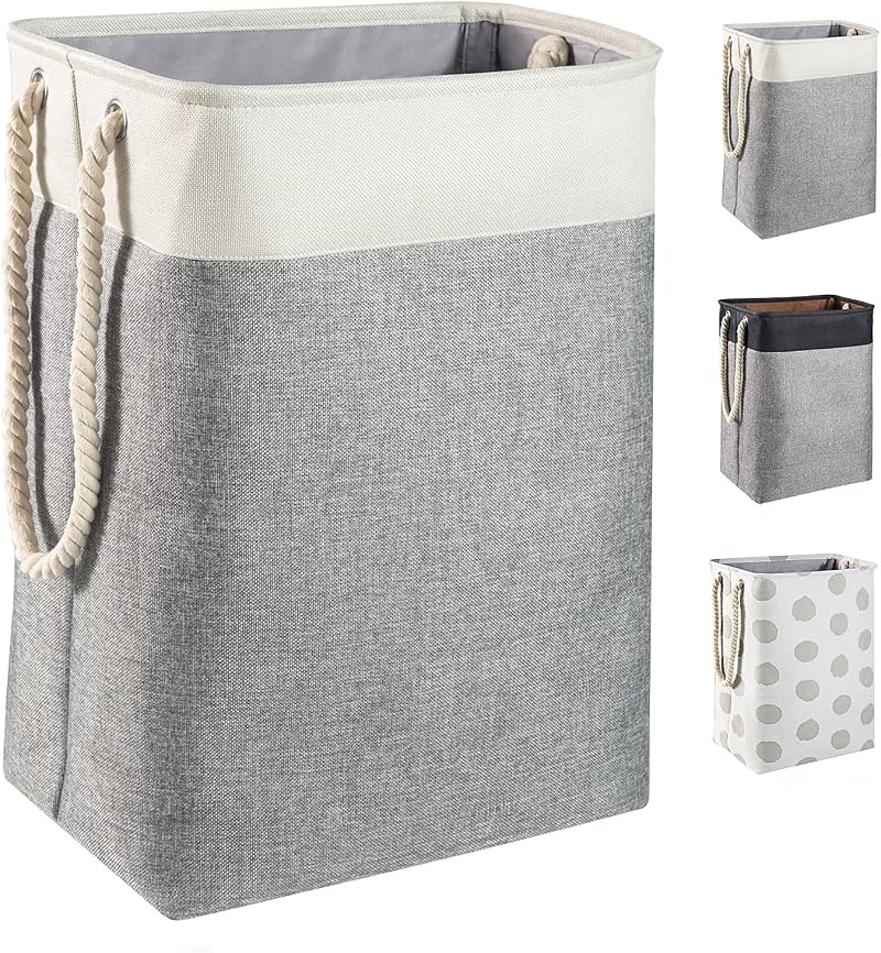 BrilliantJo 78L Large Collapsible Laundry Basket with Handles Beige Grey 60H x