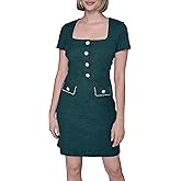 Karl Lagerfeld Womens Short Sleeve Stretch Texture Knit Tweed A-line Dress