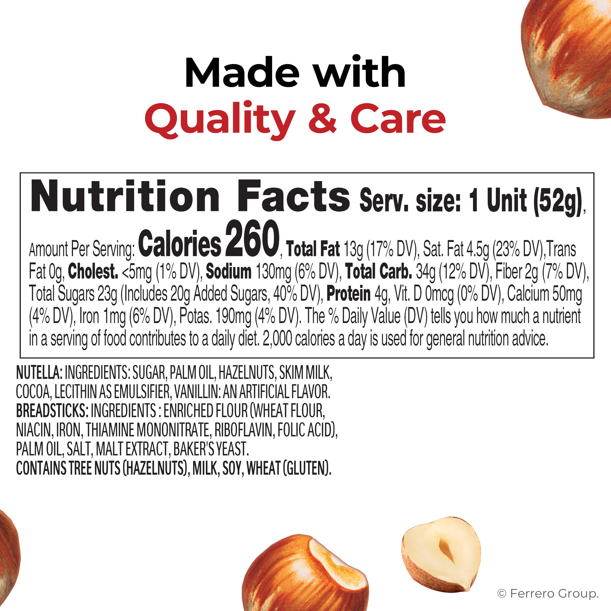 Nutella & GO! Bulk 24 Pack, Hazelnut and Cocoa Spread with Breadsticks, Stocking Stuffers, Snack Cups, 1.8 oz Each​