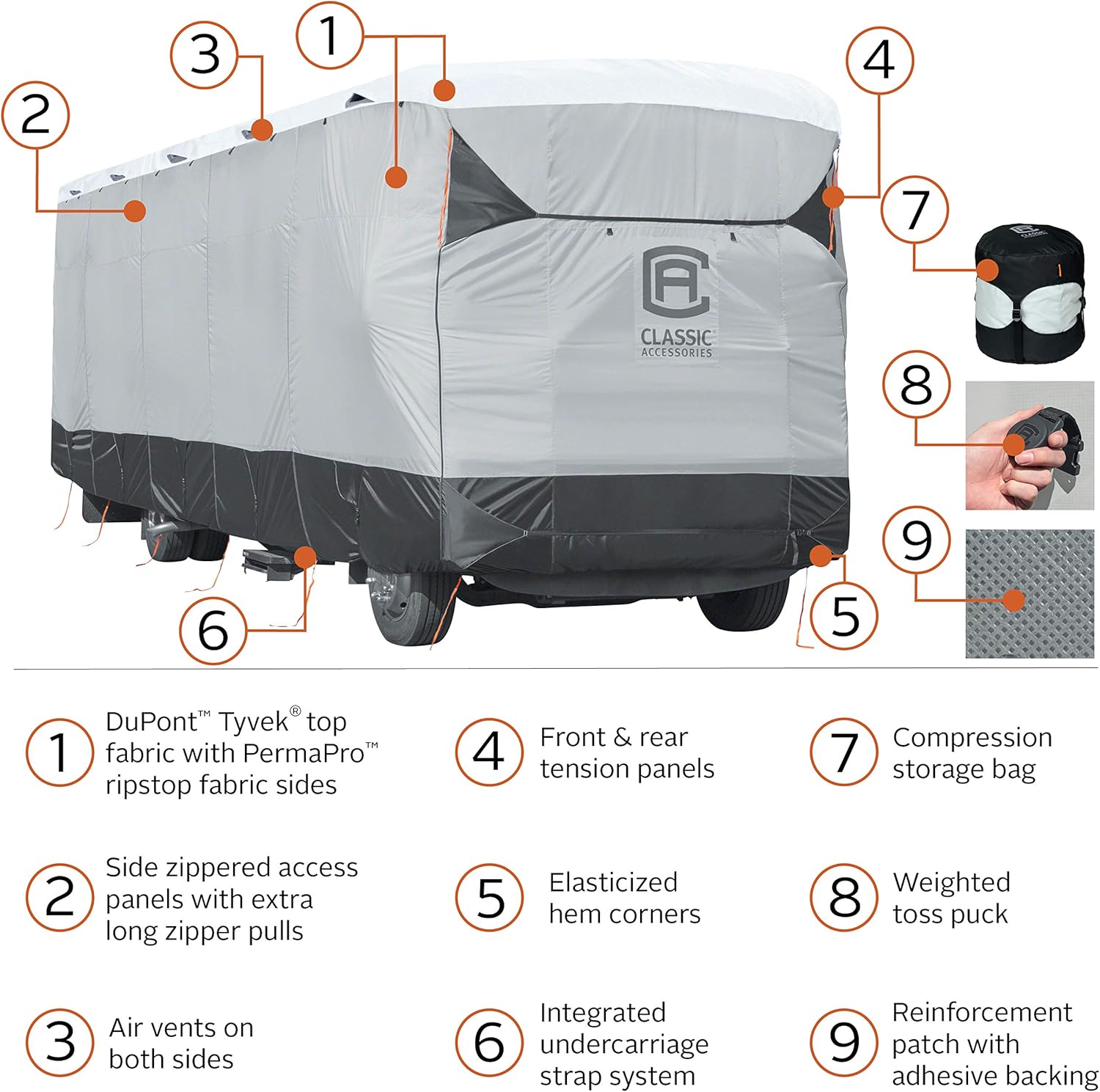 Classic Accessories Over Drive SkyShield Deluxe RV Class A Cover, Fits 30' - 33' RVs - Water Repellent RV Cover (80-371-101801-EX): Automotive