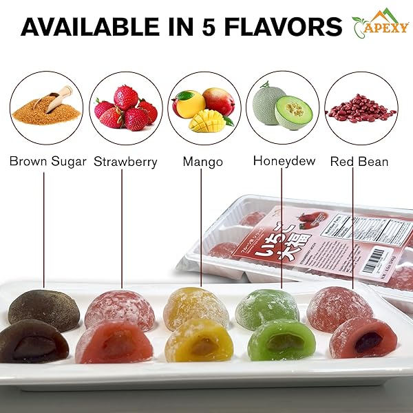 APEXY JAPANESE STYLE MOCHI DAIFUKU TRADITIONAL JAPANESE RICE CAKES, 8.5 OZ (8 PCS) (STRAWBERRY)