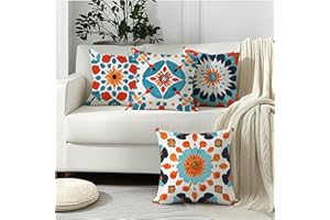 Mellicoma Waterproof Outdoor Pillow Covers 18x18 Pack of 4 Boho Floral Printed Throw Outdoor Pillows Outdoor Cushion Covers f