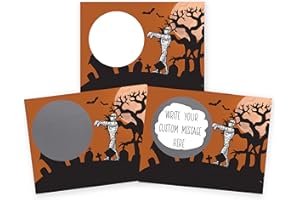 My Scratch Offs – 20 Pack Spooky Mummy DIY Scratch Off Cards, 3x4 Inch Custom Halloween Scratch Cards for Party Favors, Teacher Rewards & Business Promos