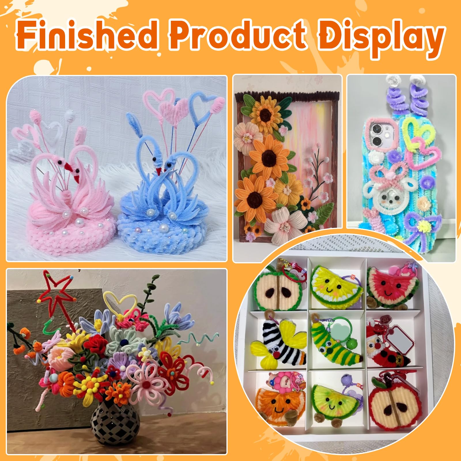 200 Pcs Pipe Cleaners, 20 Colors Pipe Cleaner Craft, Black Pipe Cleaners Bulk Chenille Stems Craft Supplies for DIY Cleaning Home Decorations