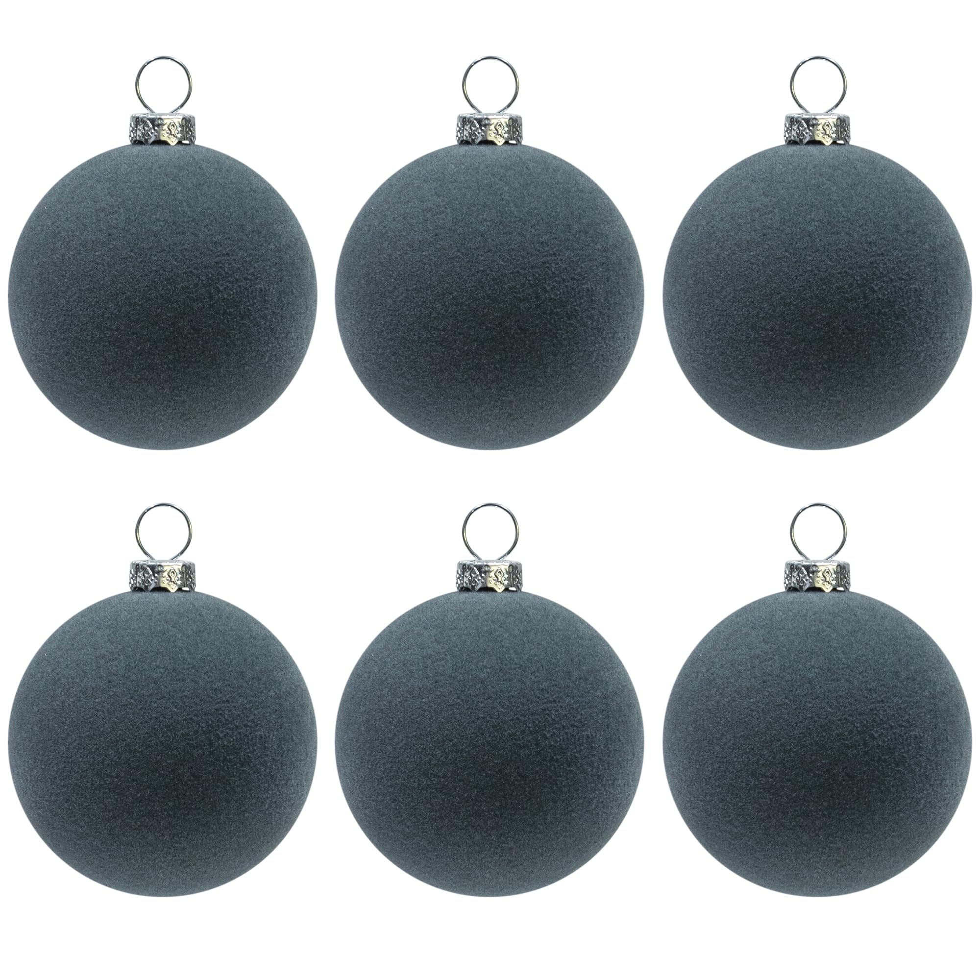 KI Store Grey Velvet Ball Ornaments 6pcs 6cm for Party Christmas Tree Baby Shower First Christmas Decorations
