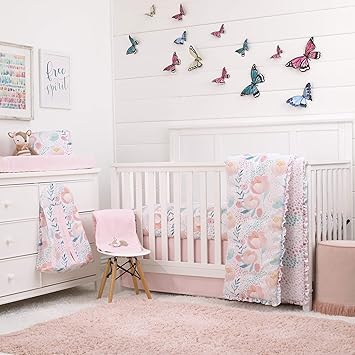 pink and teal crib bedding
