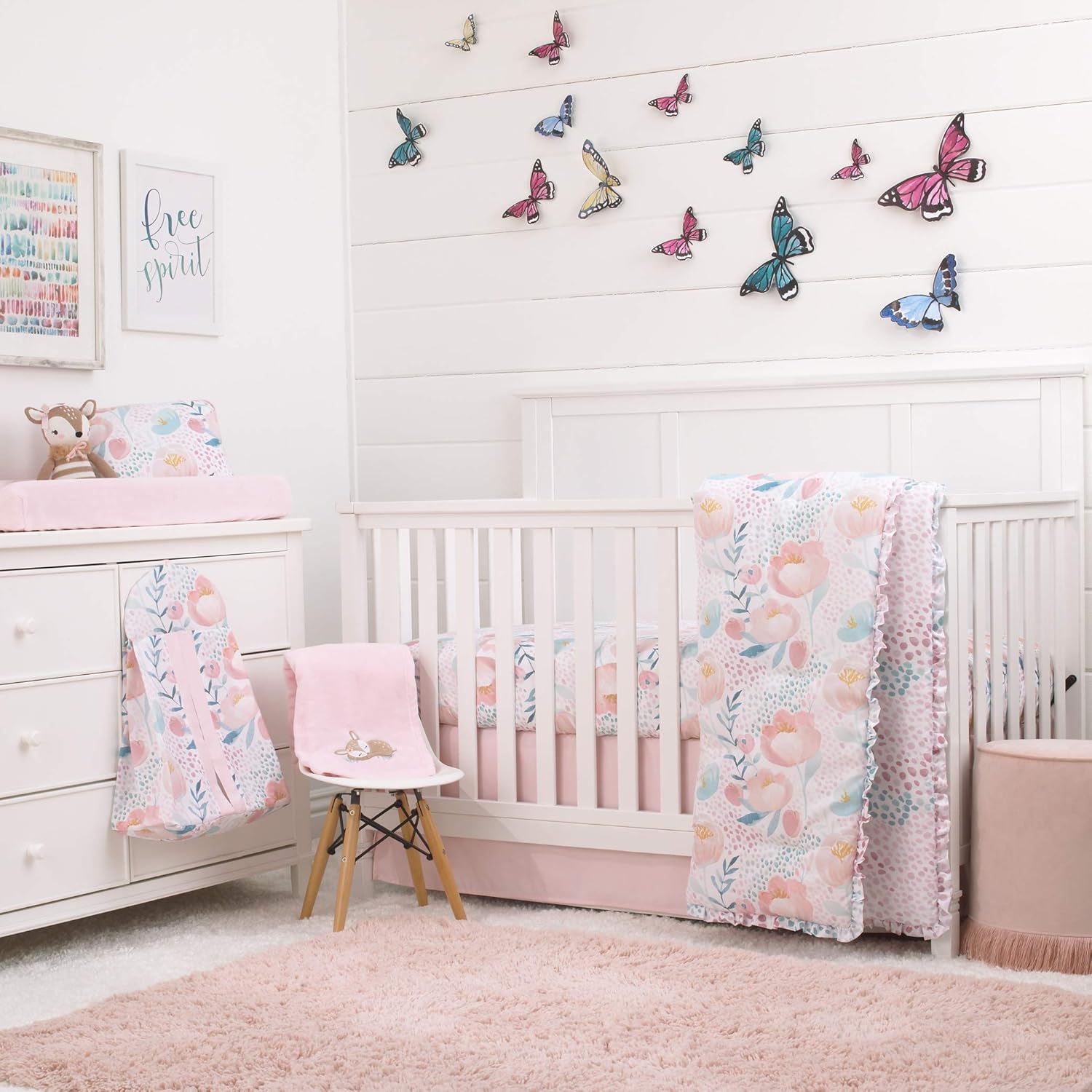 pink and gold crib bedding
