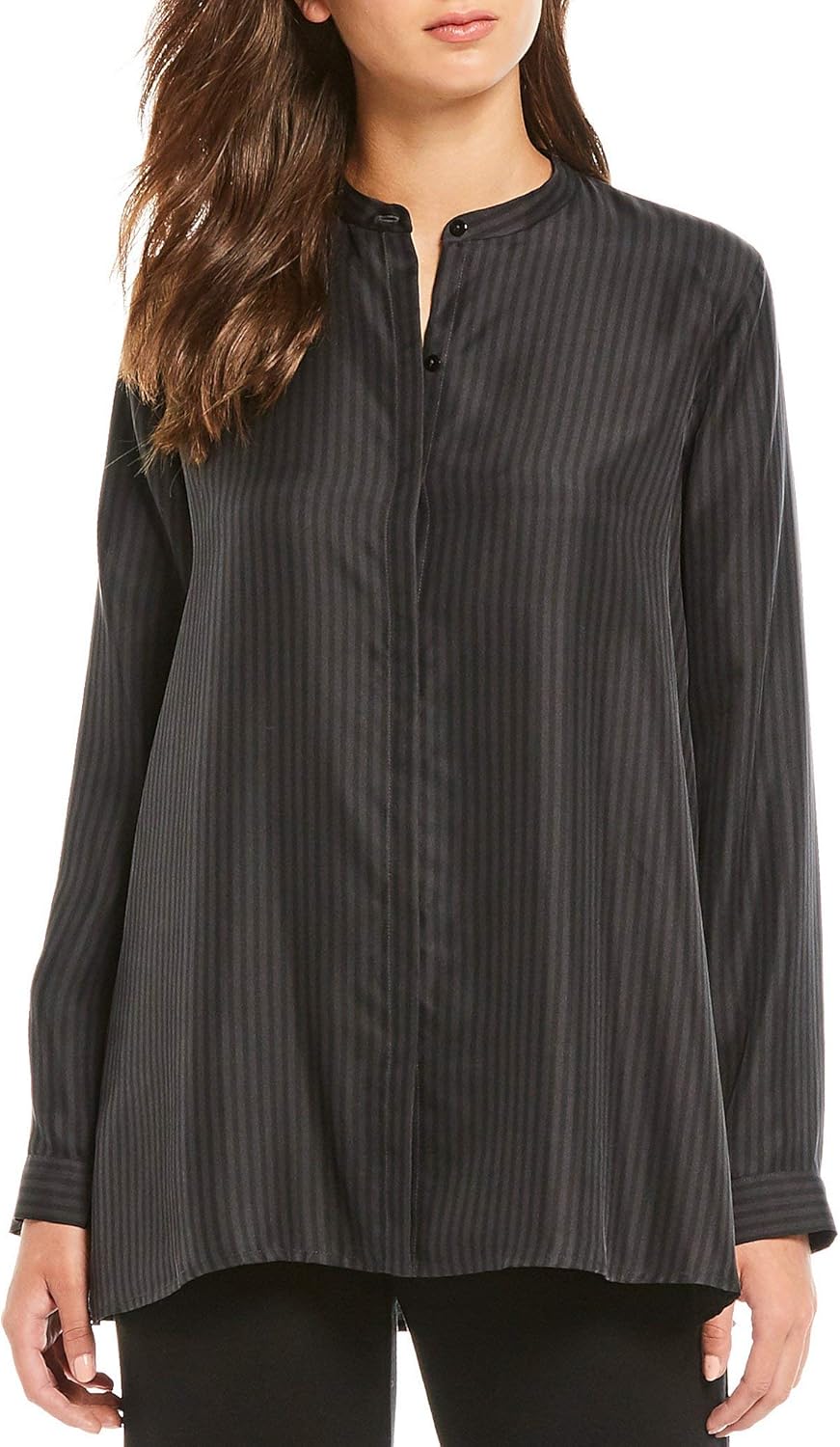 eileen fisher black silk top