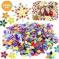 Csdtylh 1000 Pcs Mosaic Tiles, Glass Mosaic Tiles for Crafts Bulk, Stained Mosaic Glass Pieces, Mosaic Supplies for Home Decoration, Art Crafts, DIY Projects, Transparent (Rhombus)