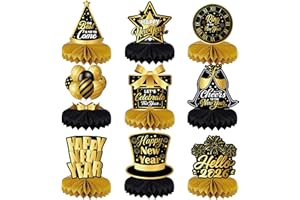 ACTILIZE New Years Eve Table Centerpieces 2026 - Black and Gold Honeycomb Table Decorations, New Year's Eve Party Supplies for 2026 NYE Celebration
