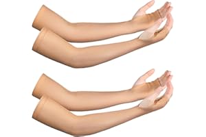 Coume 2 Pairs Elderly Skin Protection Sleeves Arm Protector for Thin Skin Bruising for Men Women(Elegant Style,Large)