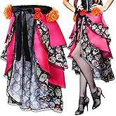Xtinmee Women Day of The Dead Costume Accessories Halloween Tie on Bustle Skirt Day of The Dead Skull Dress for Women