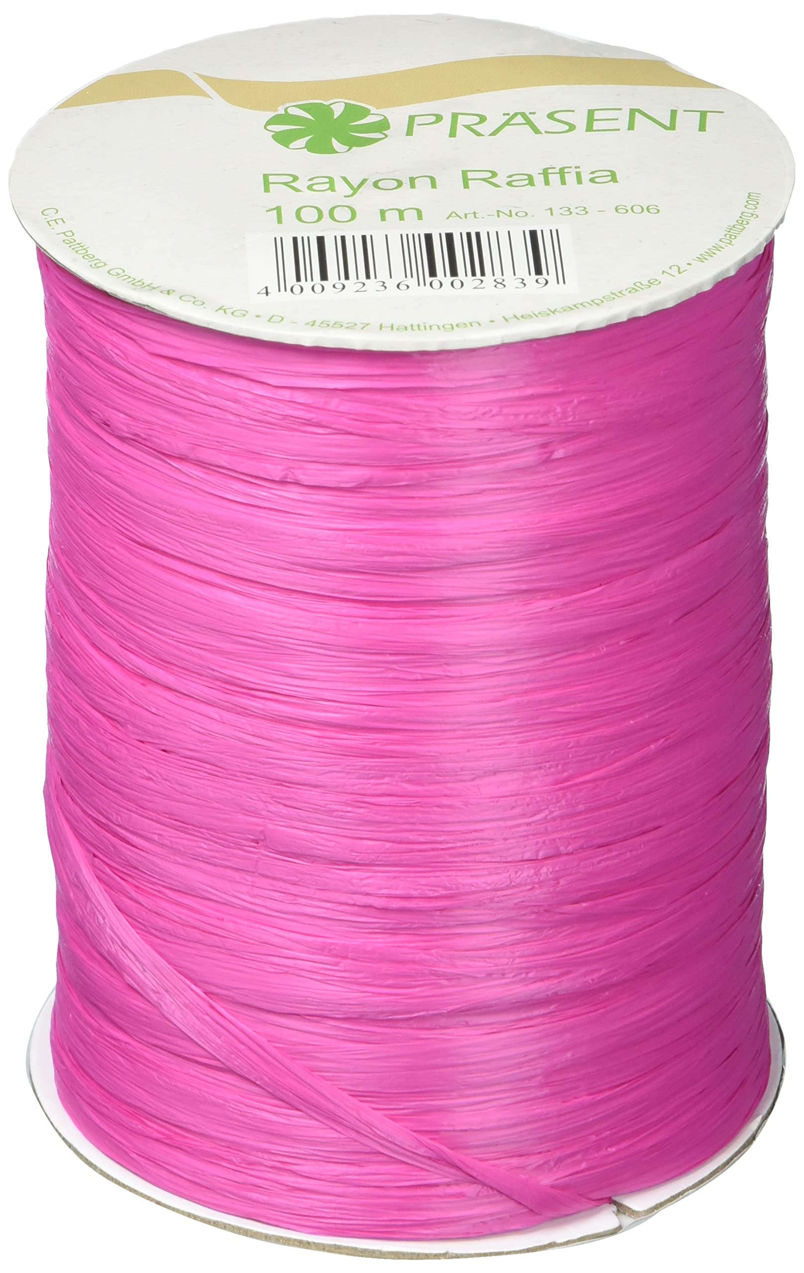 PRÄSENT - Rayon Raffia Biodegradable Ribbon Pink 100 meter spool