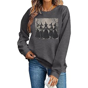 FRIZTY Halloween Sweatshirts for Women Vintage Witch Graphic Sweatshirt | Spooky Season Sweatshirt, Witches Pullover, Scary H