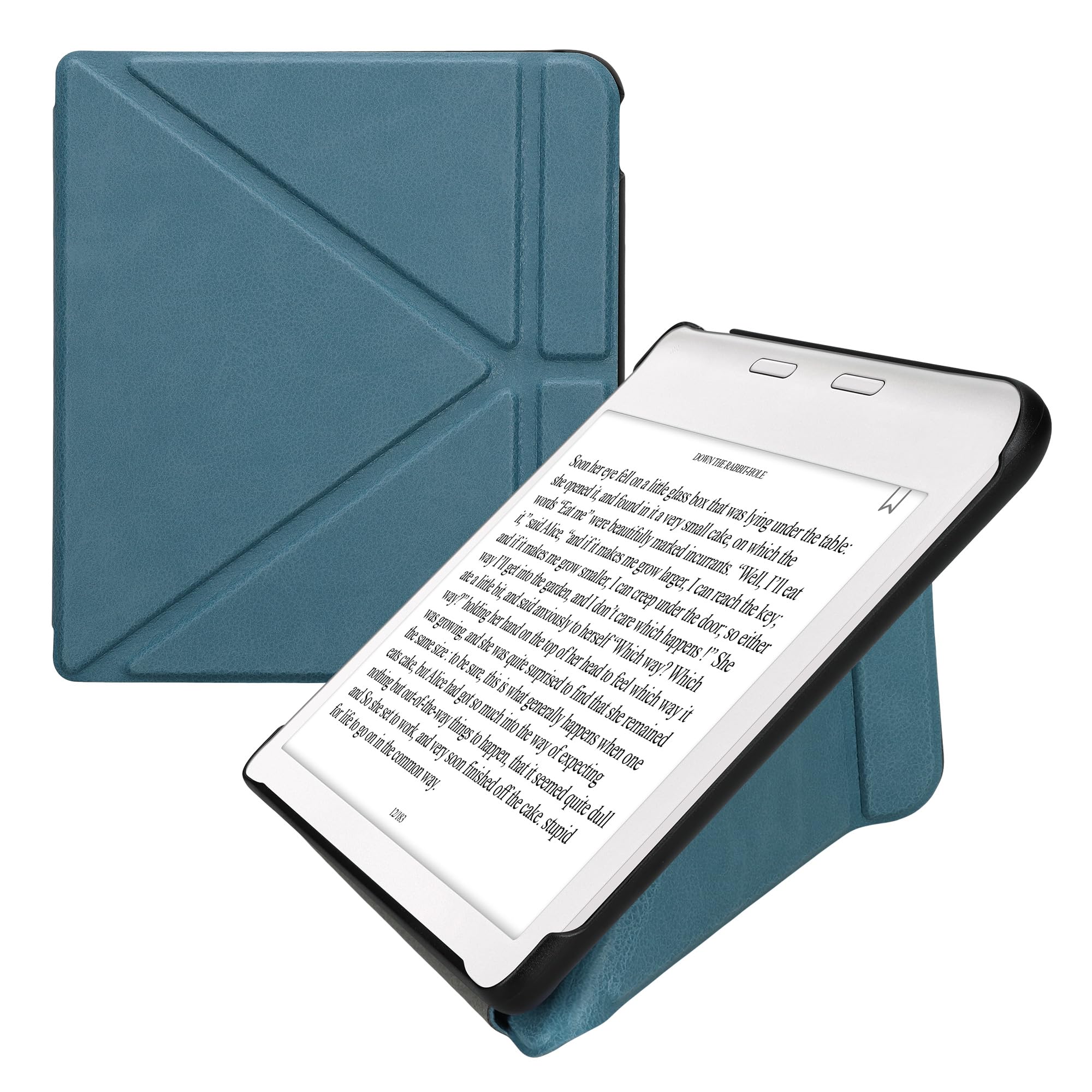 kwmobile Origami Cover for Kobo Libra Colour Case - Slim PU Leather eReader Cover with Stand and auto sleep funktion - Petrol