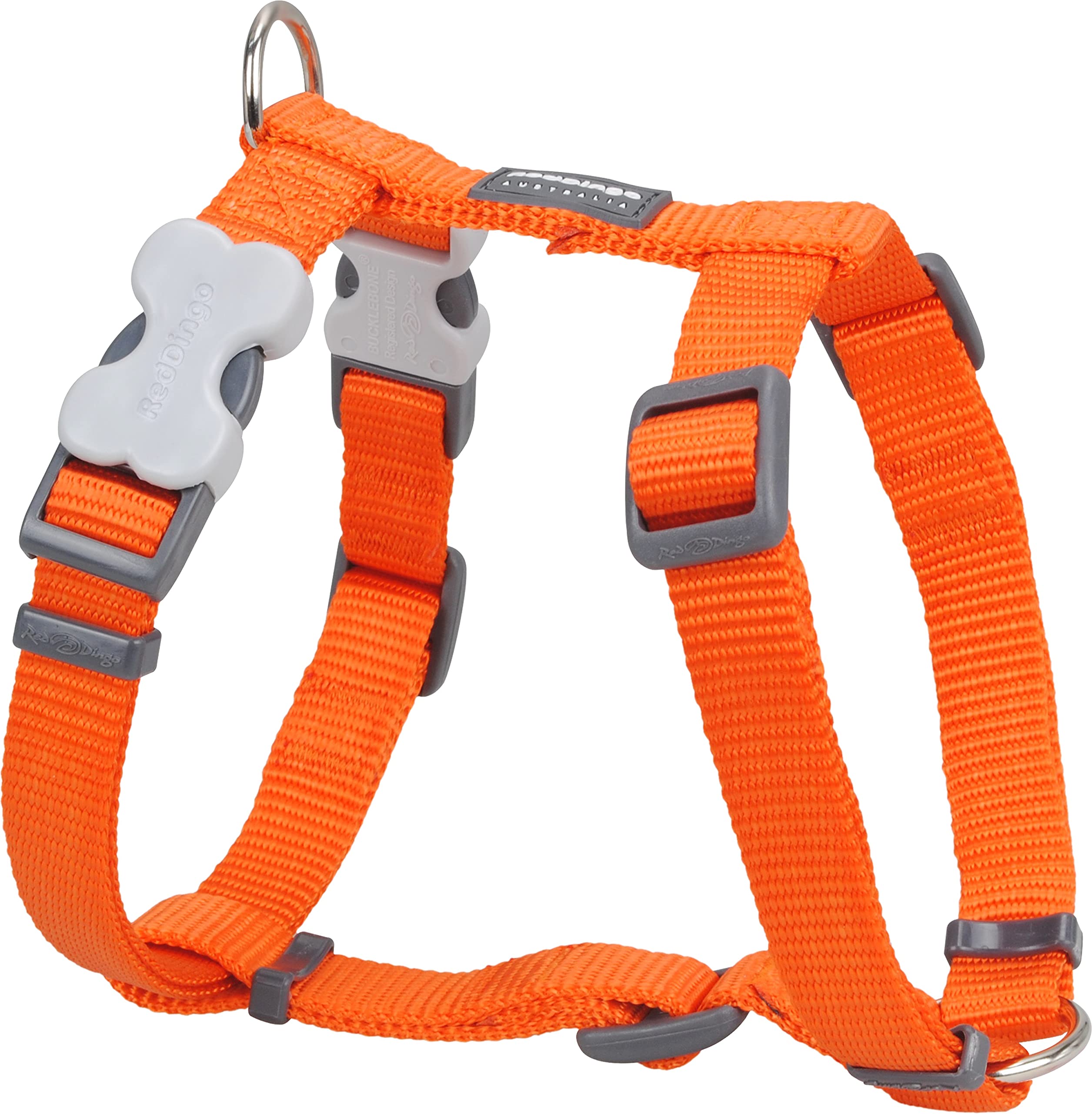 Red Dingo Classic Dog Harness Plain, Orange, X-Small 12mm